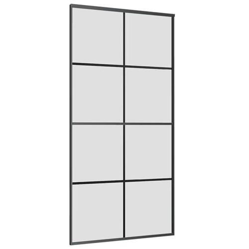 Skydedør med hardwaresæt 102,5x205 cm ESG glas sort