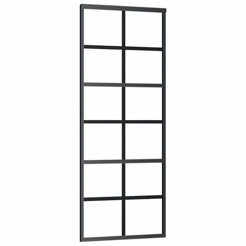 Skydedør med hardwaresæt 76x205 cm ESG glas sort