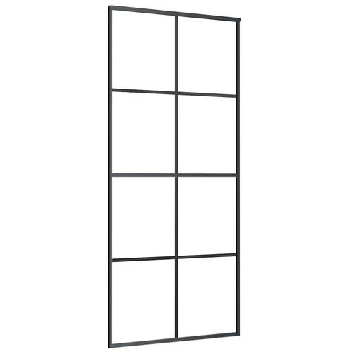 Skydedør med hardwaresæt 90x205 cm ESG glas sort