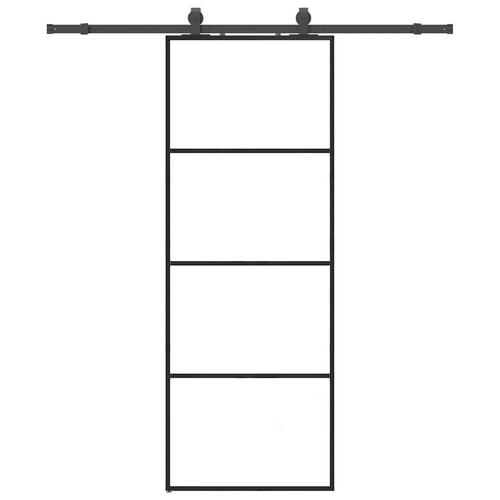 Skydedør med hardwaresæt 76x205 cm ESG glas sort