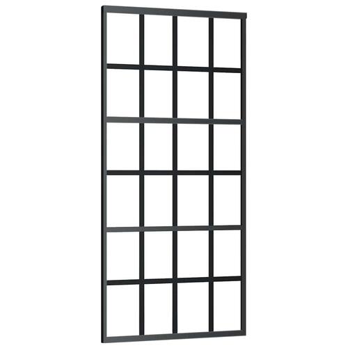 Skydedør med hardwaresæt 90x205 cm ESG glas sort