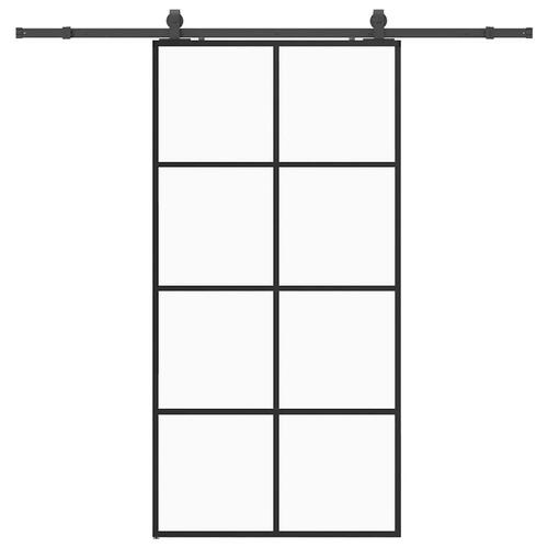 Skydedør med hardwaresæt 102,5x205 cm ESG glas sort