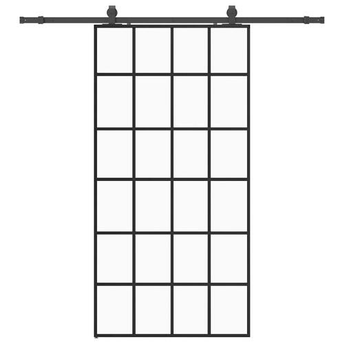 Skydedør med hardwaresæt 102x205 cm ESG glas sort