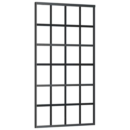 Skydedør med hardwaresæt 102x205 cm ESG glas sort