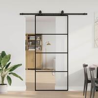 Skydedør med hardwaresæt 90x205 cm ESG glas sort
