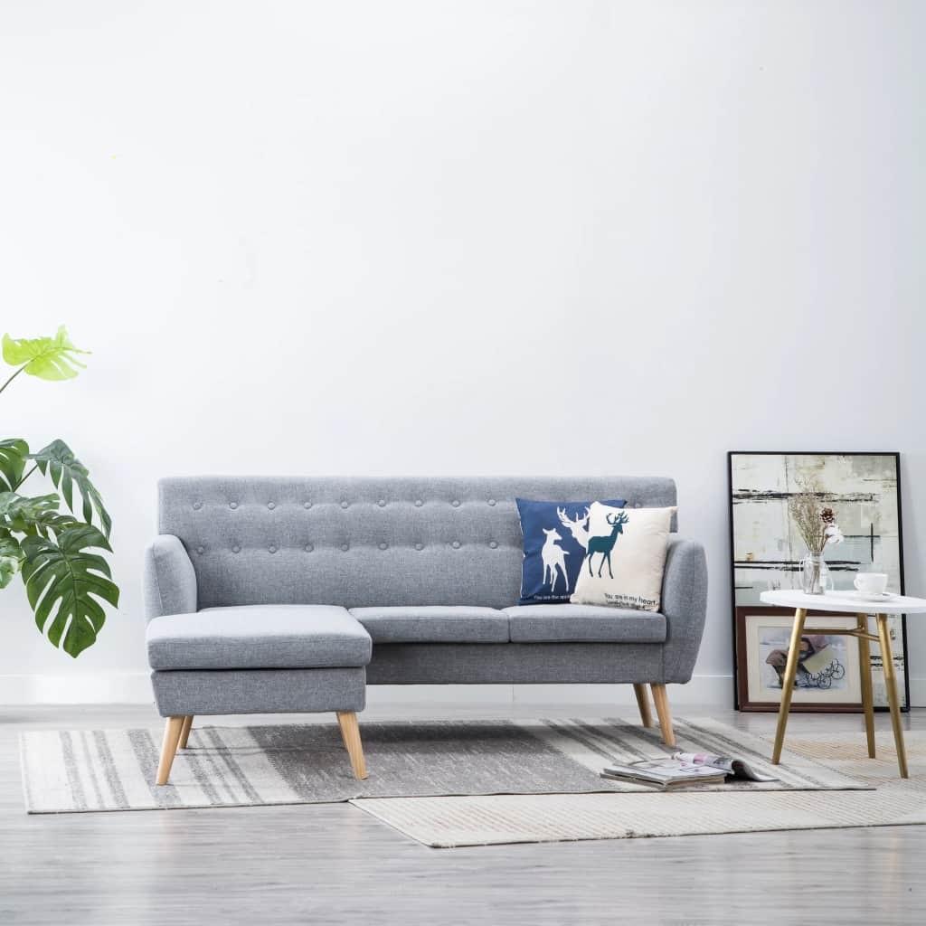 Chaiselong sofa 171,5x138x81,5 cm stofbetræk lysegrå