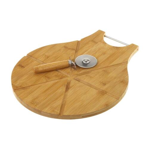 Pizza Skærer Natur Bambus 38 x 32 x 1,5 cm