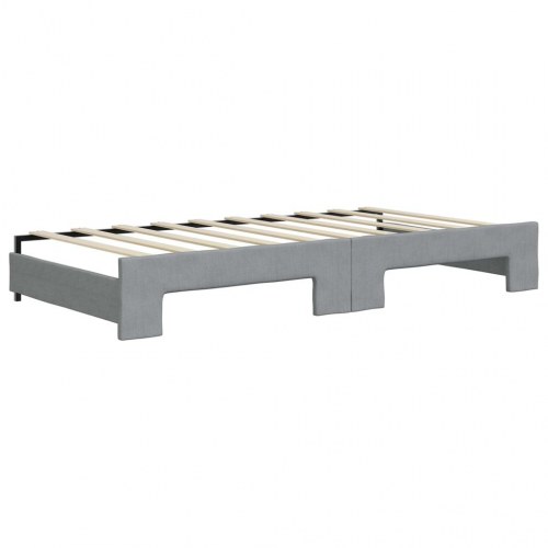 Daybed med udtræk 90 x 190 cm stof - lysegrå