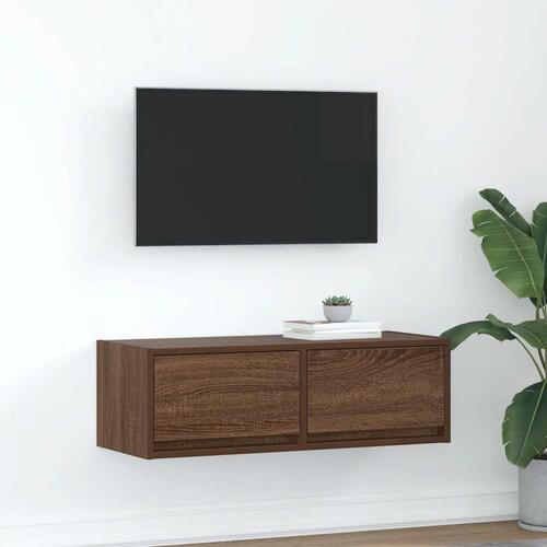 Tv-bord 80x31x25,5 cm konstrueret træ brun egetræsfarve