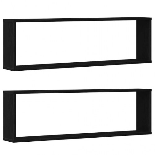 Væghylder 2 stk. - 100 × 15 × 30 cm i konstrueret træ, sort eg