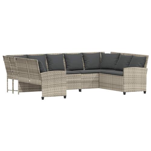 Havesofa med hynder polyrattan lysegrå