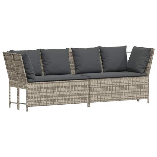 Havesofa med hynder polyrattan lysegrå