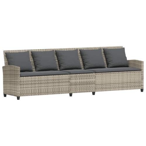 Havesofa med hynder polyrattan lysegrå