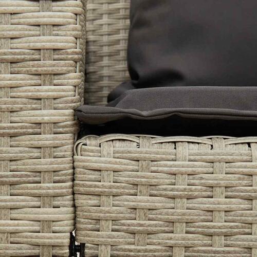 Havesofa med hynder polyrattan lysegrå