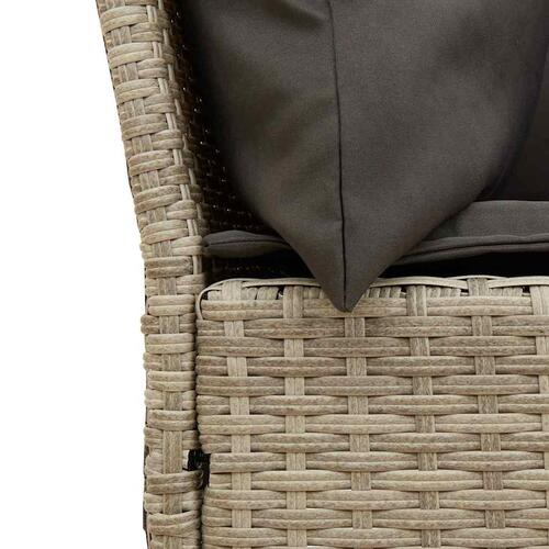 Havesofa med hynder polyrattan lysegrå