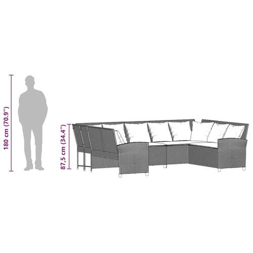 Havesofa med hynder polyrattan lysegrå