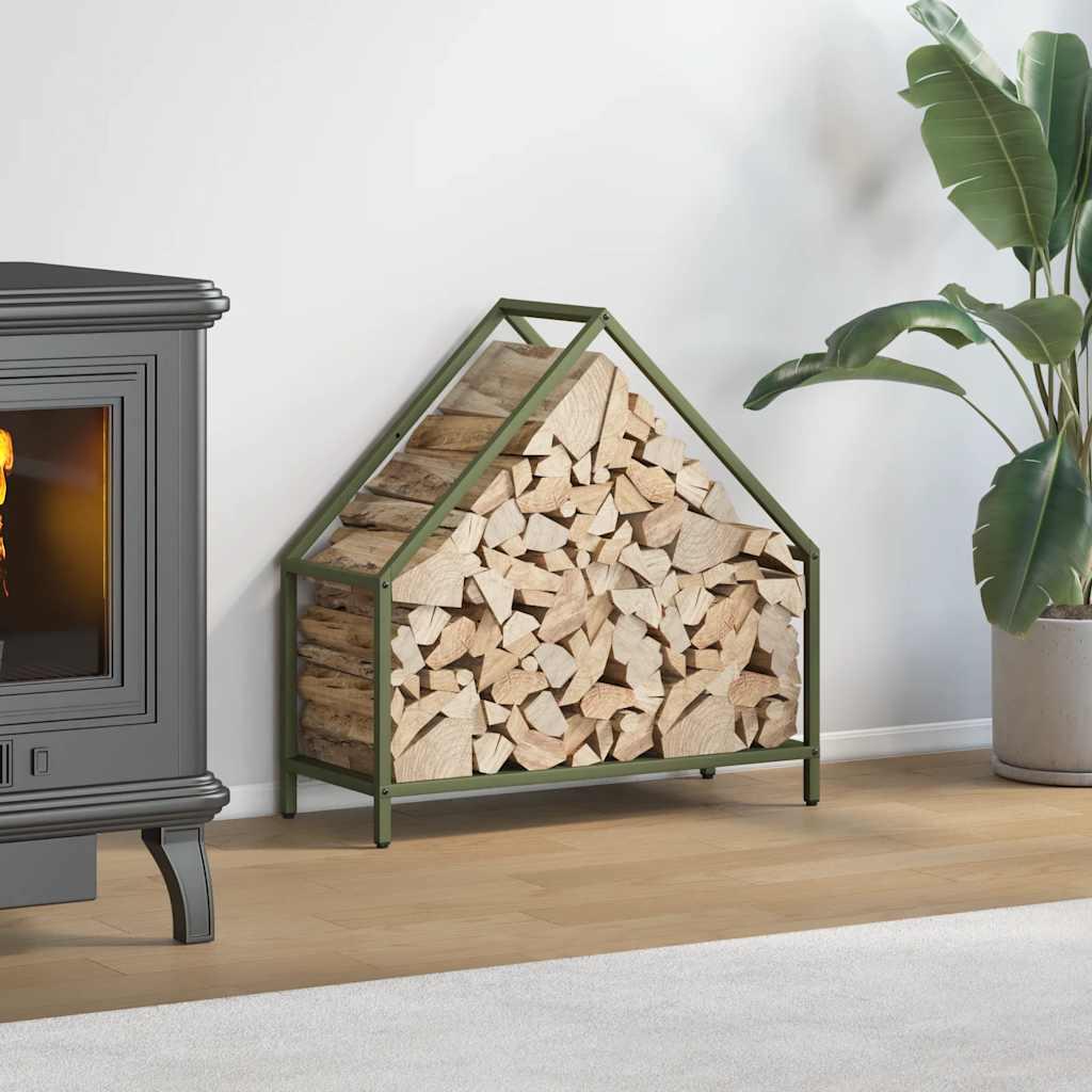 Brændestativ 60x25x60 cm koldvalset stål olivengrøn billede