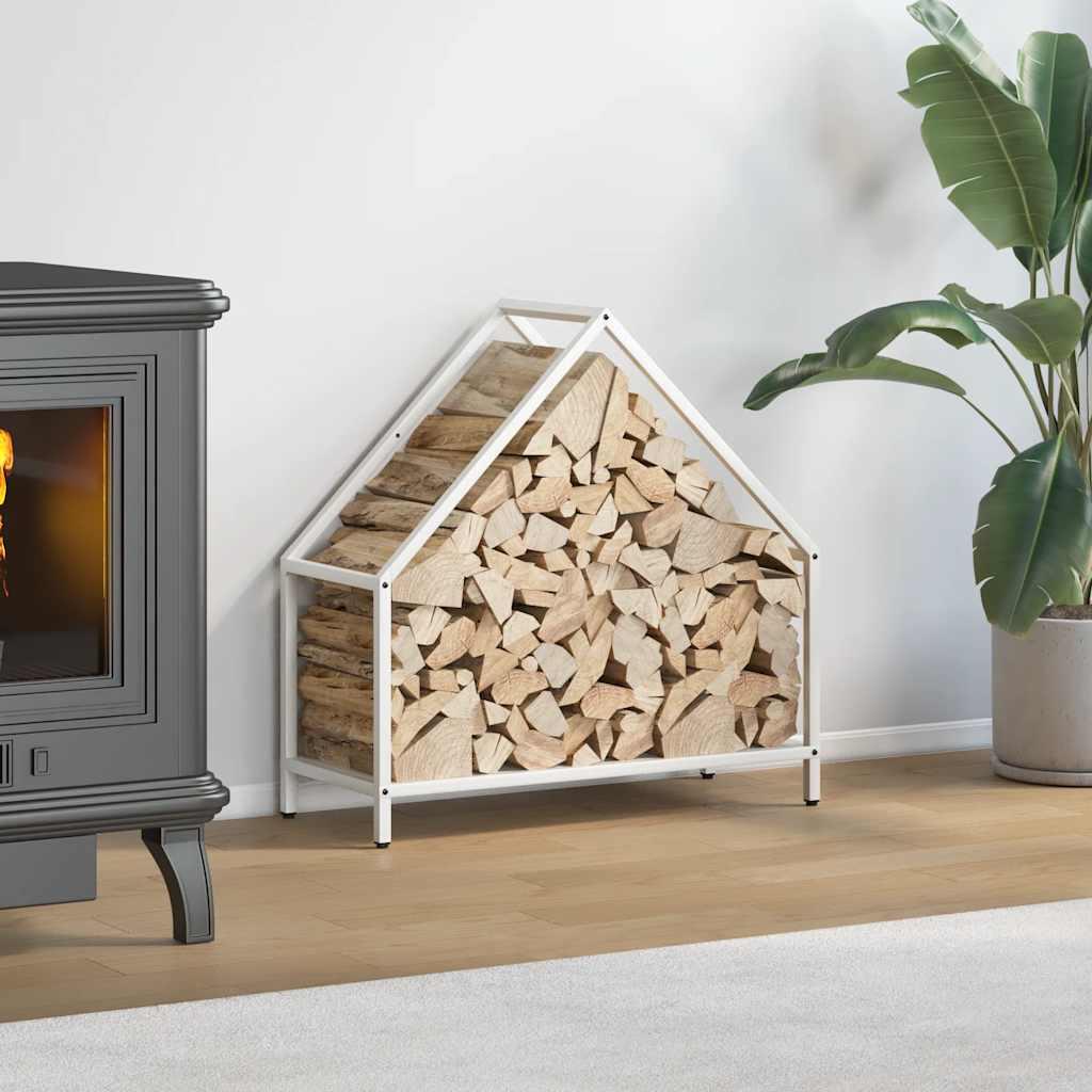 Brændestativ 60x25x60 cm koldvalset stål hvid billede