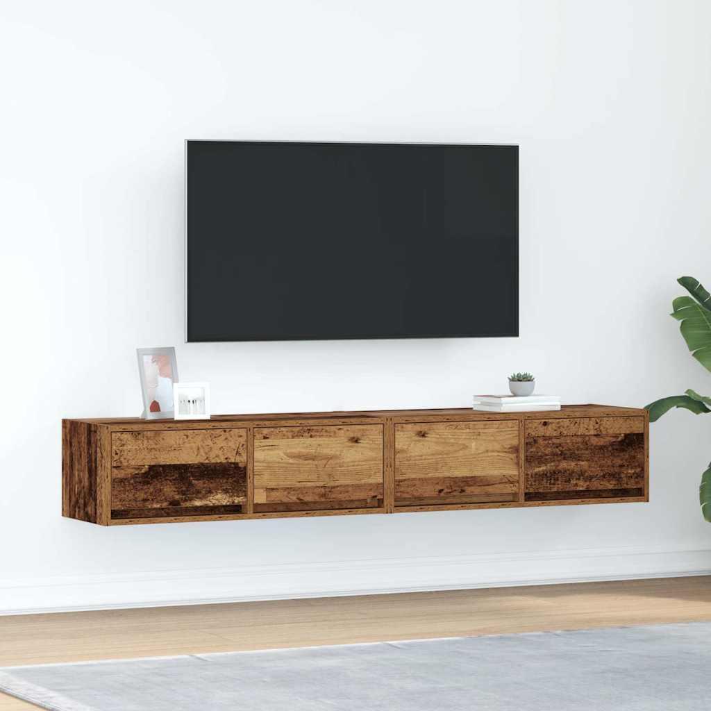Tv-borde 2 stk. 80x31x25,5 cm konstrueret træ gammelt trælook