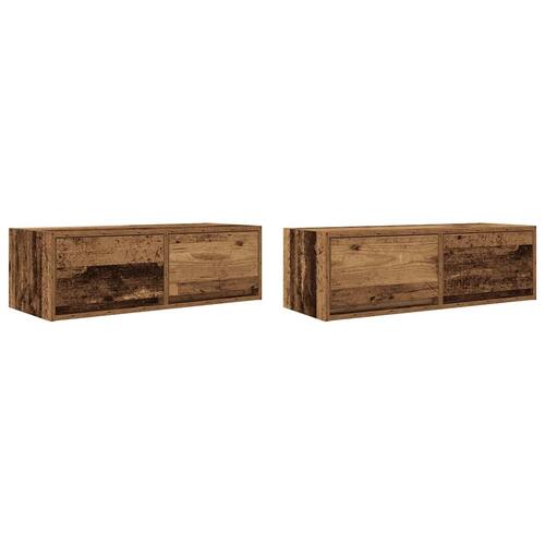 Tv-borde 2 stk. 80x31x25,5 cm konstrueret træ gammelt trælook