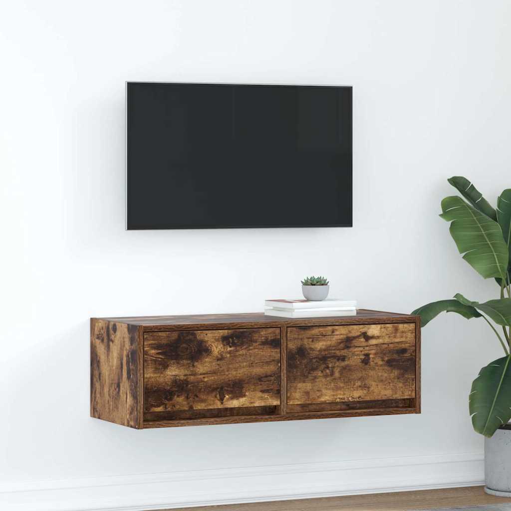 Tv-bord 80x31x25,5 cm konstrueret træ røget egetræsfarve