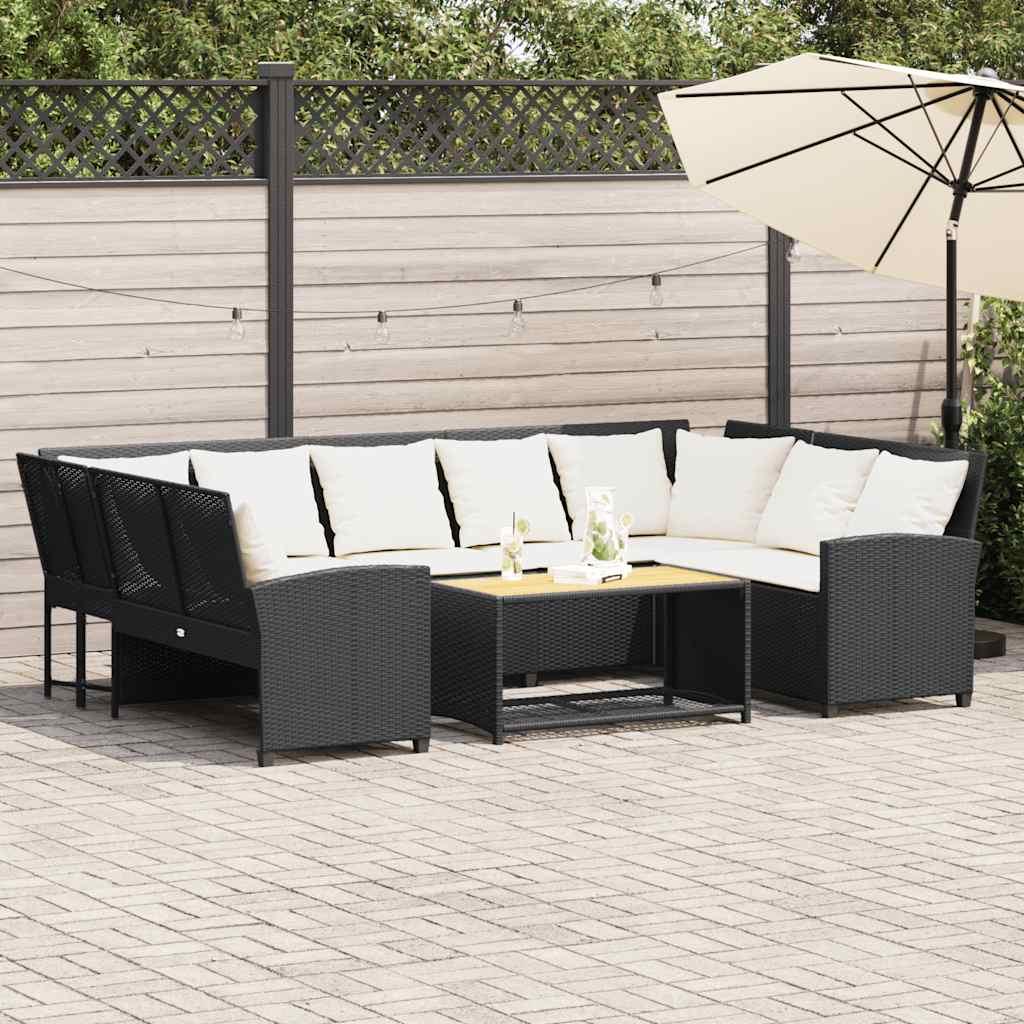 Havesofa med hynder polyrattan sort billede