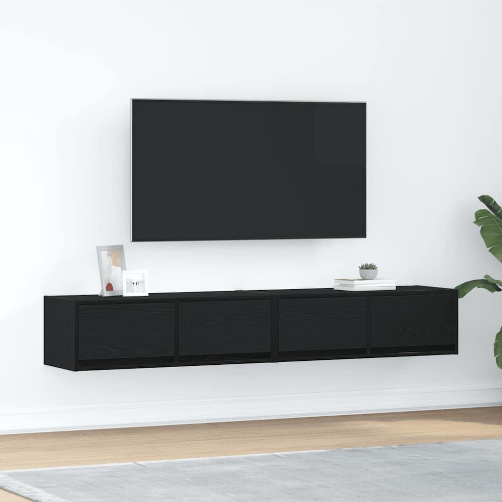 Tv-borde 2 stk. 80x31x25,5 cm konstrueret træ sort egetræsfarve