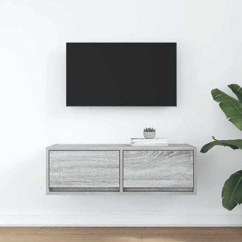 Tv-bord 80x31x25,5 cm konstrueret træ grå sonoma-eg