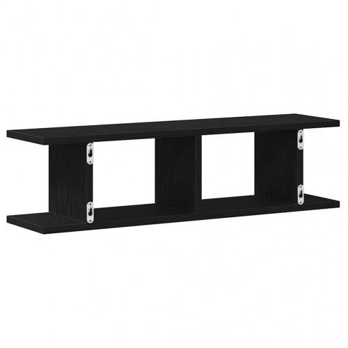 Væghylder sæt á 2 - 75 × 18 × 20 cm i sort eg, konstrueret træ