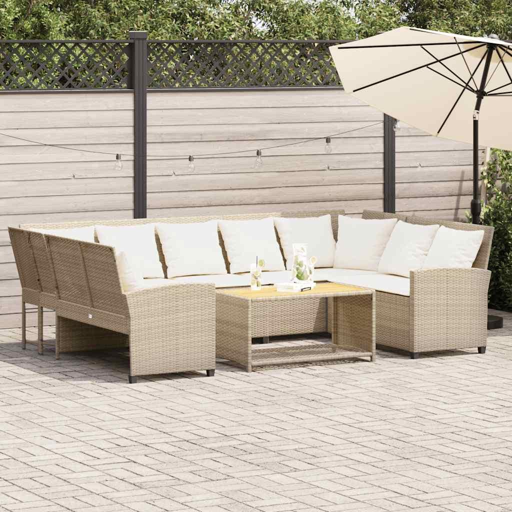 Havesofa med hynder polyrattan beige billede