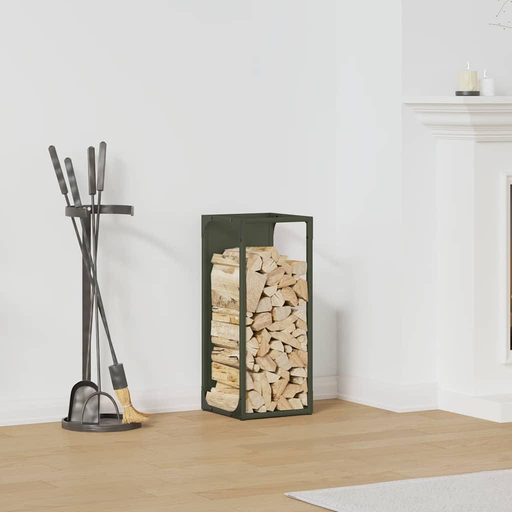 Brændestativ 25x25x60 cm koldvalset stål olivengrøn billede