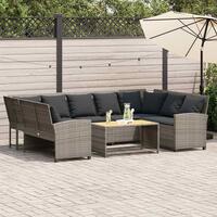 Havesofa med hynder polyrattan grå