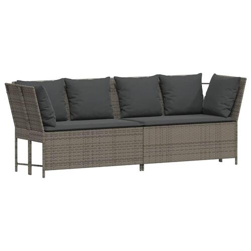 Havesofa med hynder polyrattan grå