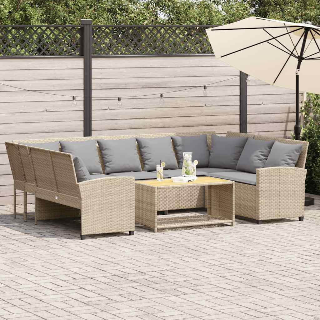 Havesofa med hynder polyrattan beige billede