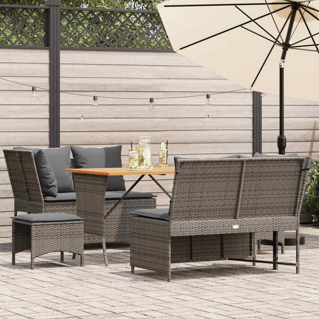 Havesofasæt 5 dele med hynder i polyrattan - grå