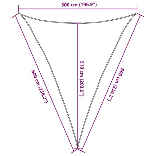 Solsejl trekantet 5×6×6 m - blå HDPE 160 g/m²