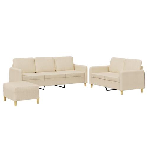 3 personers sofa med hynder stof cremefarvet