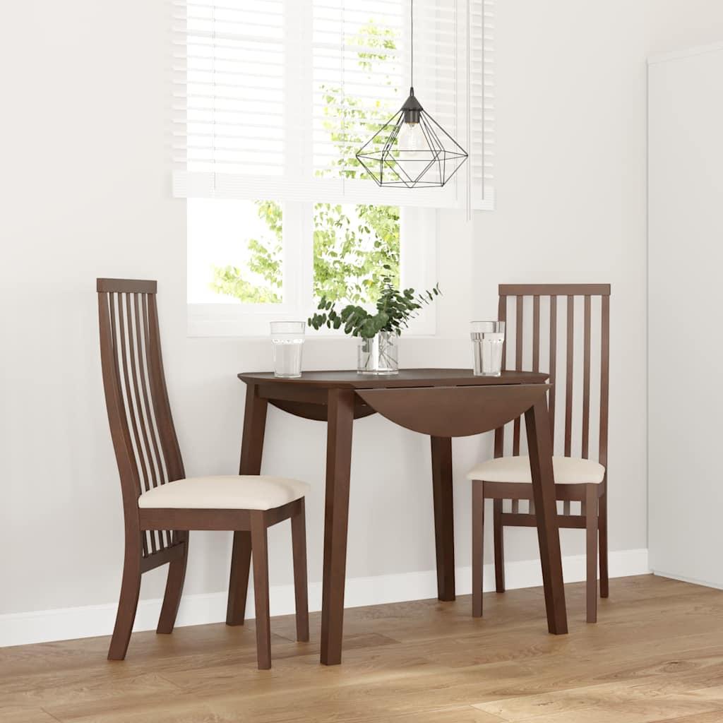 Spisebordsstole Med Hynder Massivt Gummitræ Hvid - Brun og lys