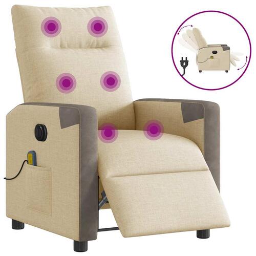 Eldrevet massagestol stof cremefarvet
