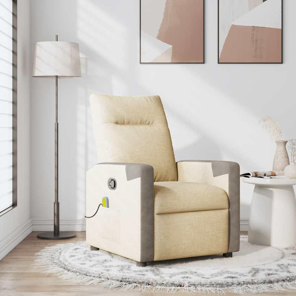 Massagestol stof cremefarvet