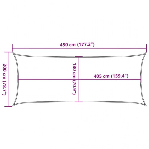 Solsejl 2x4,5 m 160 g/m² rektangulær HDPE gul