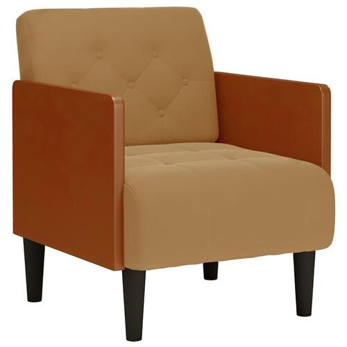 Sofastol med armlæn 55 cm fløjl brun