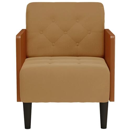 Sofastol med armlæn 55 cm fløjl brun