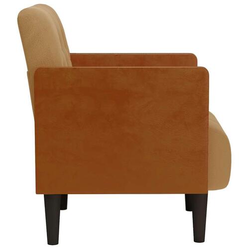 Sofastol med armlæn 55 cm fløjl brun