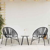 Havestolssæt 3 stk. polyrattan sort