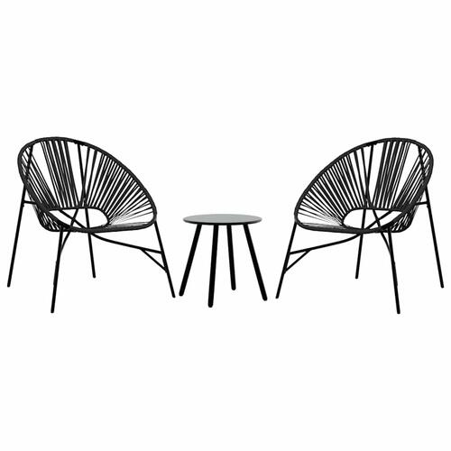 Havestolssæt 3 stk. polyrattan sort