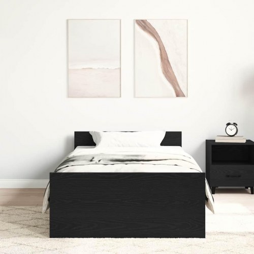 Sengeramme 90x200 cm i konstrueret træ - sort eg