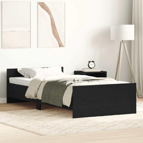 Sengeramme 90 x 190 cm - konstrueret træ i sort eg