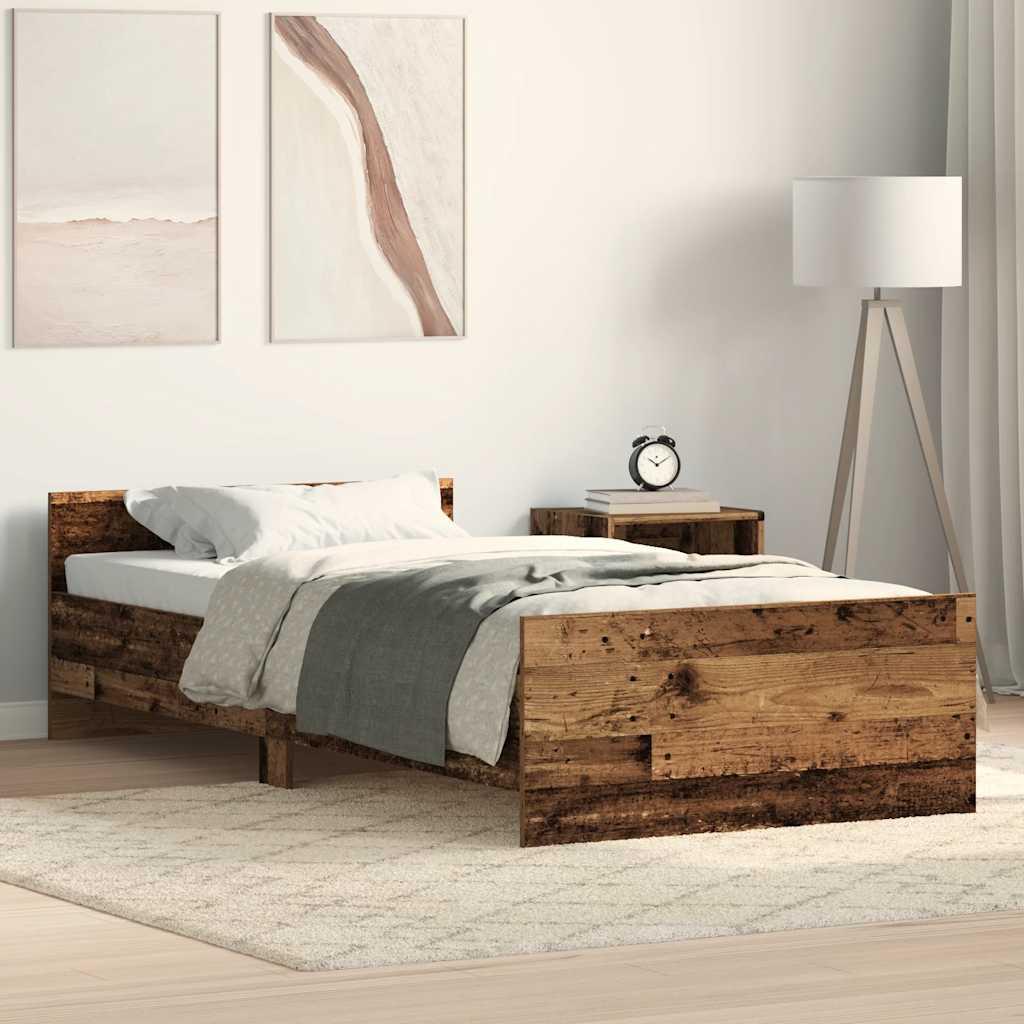 Sengeramme uden madras 75x190 cm konstrueret træ antikt træ