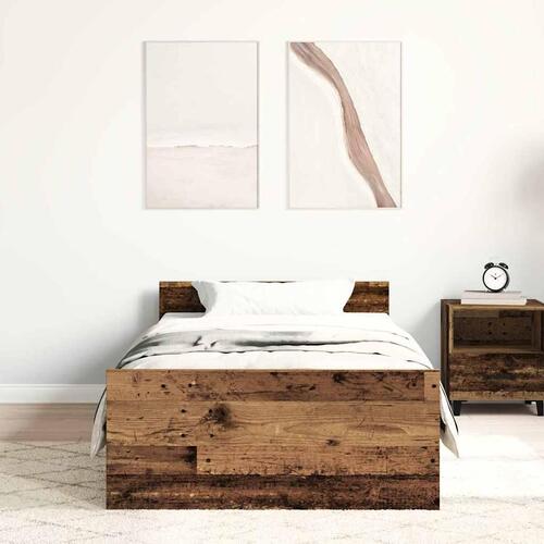 Sengeramme uden madras 75x190 cm konstrueret træ antikt træ